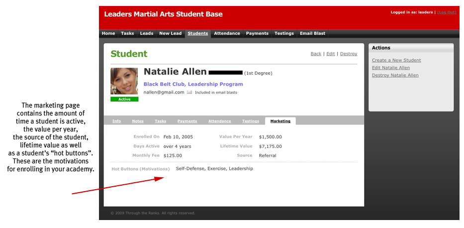 Student Detail (marketing) Screenshot
