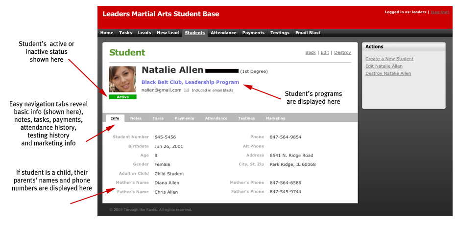 Student Detail Screenshot